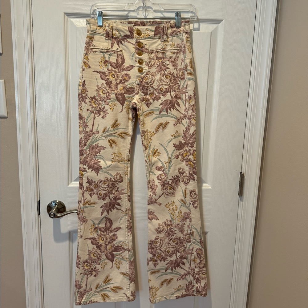 Anthropologie Pilot high rise boot cut floral jeans